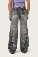 Smoke Rise Printed Wide Leg Jeans - Crystal Black - view 4