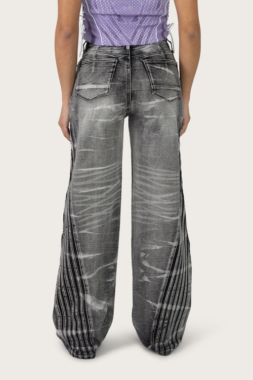 Smoke Rise Printed Wide Leg Jeans - Crystal Black - view 4