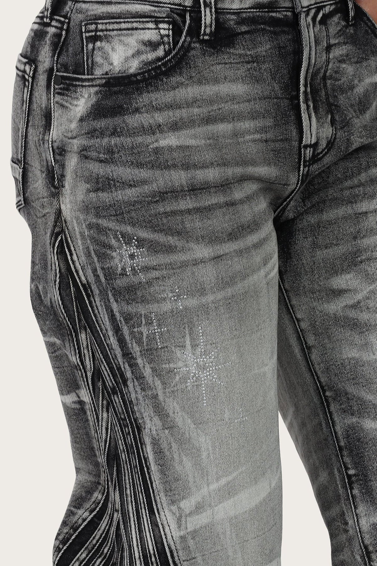 Smoke Rise Printed Wide Leg Jeans - Crystal Black - view 6