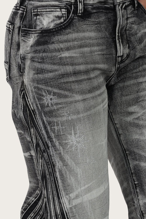 Smoke Rise Printed Wide Leg Jeans - Crystal Black - view 6
