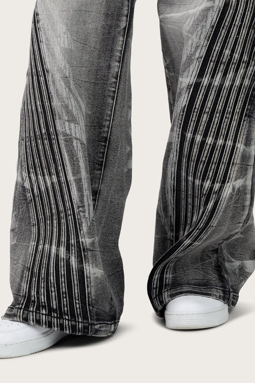 Smoke Rise Printed Wide Leg Jeans - Crystal Black - view 7