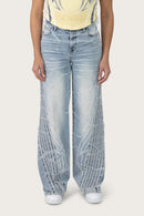 Smoke Rise Printed Wide Leg Jeans - Romero Blue - view 2