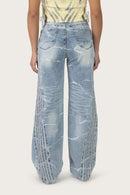 Smoke Rise Printed Wide Leg Jeans - Romero Blue - view 4