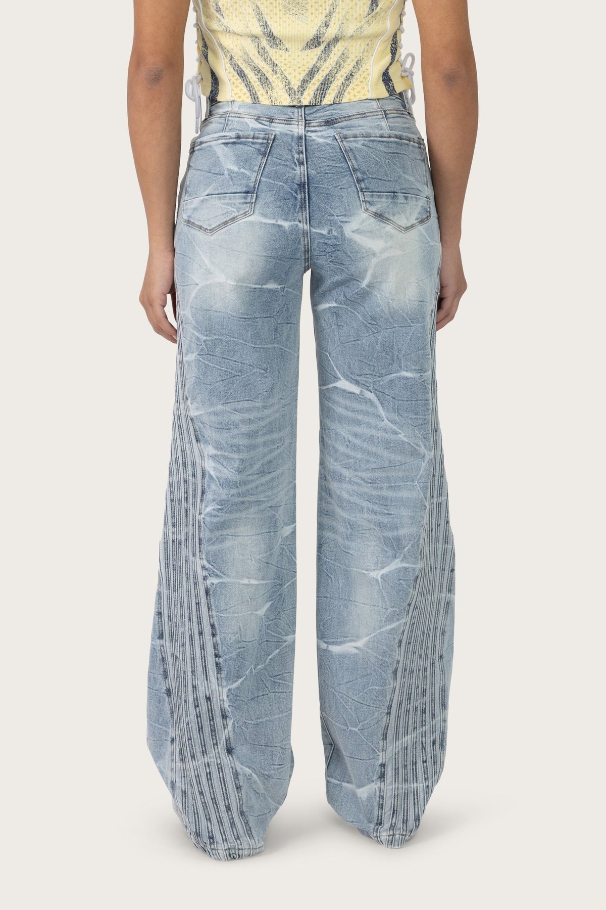 Smoke Rise Printed Wide Leg Jeans - Romero Blue - view 4