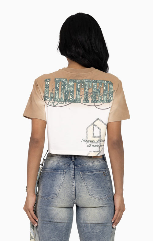 Smoke Rise Puff Print Embellished Tee - Dune - view 3