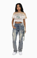 Smoke Rise Puff Print Embellished Tee - Dune - view 4