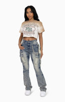 Smoke Rise Puff Print Embellished Tee - Dune - view 5