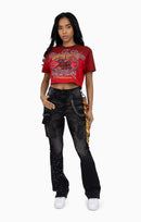 Smoke Rise Puff Print Embellished Tee - True Red - view 5