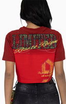 Smoke Rise Puff Print Embellished Tee - True Red - view 9