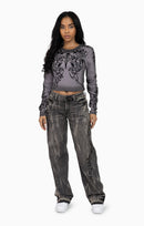 Smoke Rise Embellished Ribbed Long Sleeve - December Sky - view 4