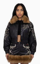 Smoke Rise Python Patch PU Jacket - Black