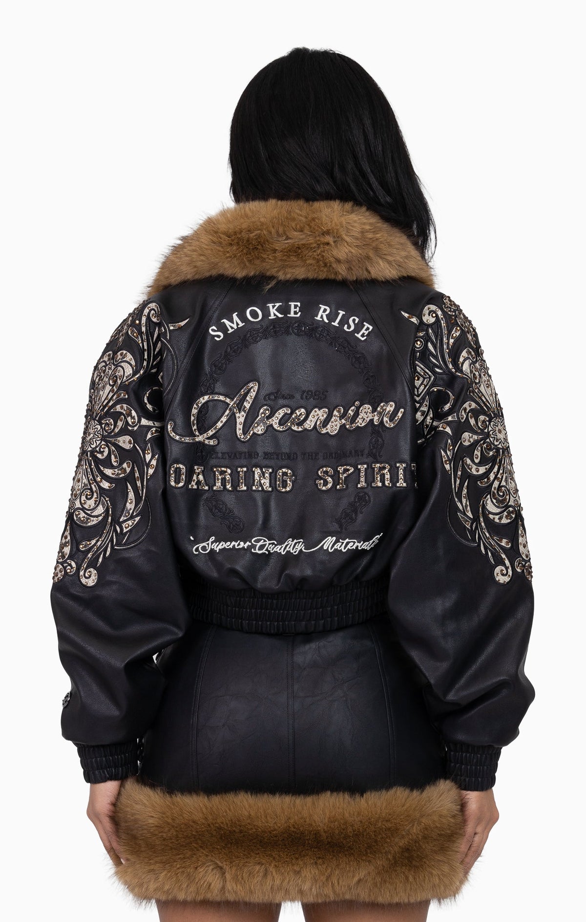 Smoke Rise Python Patch PU Jacket - Black - view 3