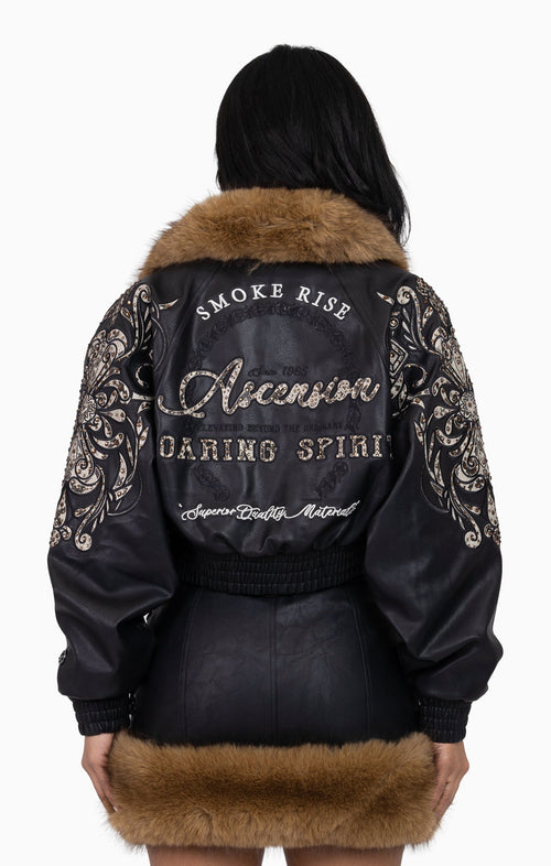 Smoke Rise Python Patch PU Jacket - Black - view 3