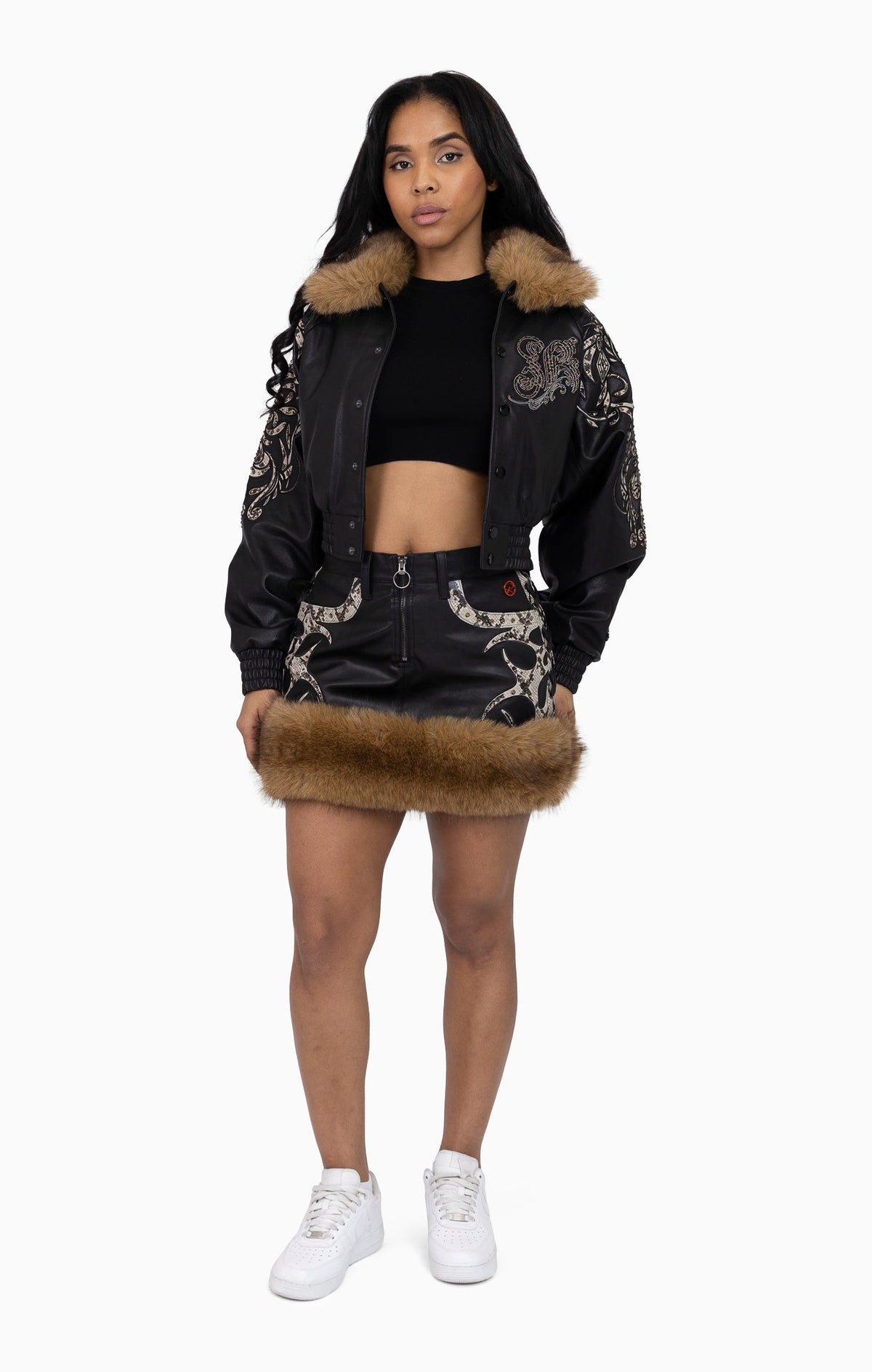 Smoke Rise Python Patch PU Jacket - Black - view 5