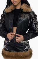 Smoke Rise Python Patch PU Jacket - Black - view 7