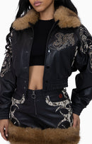 Smoke Rise Python Patch PU Jacket - Black - view 6