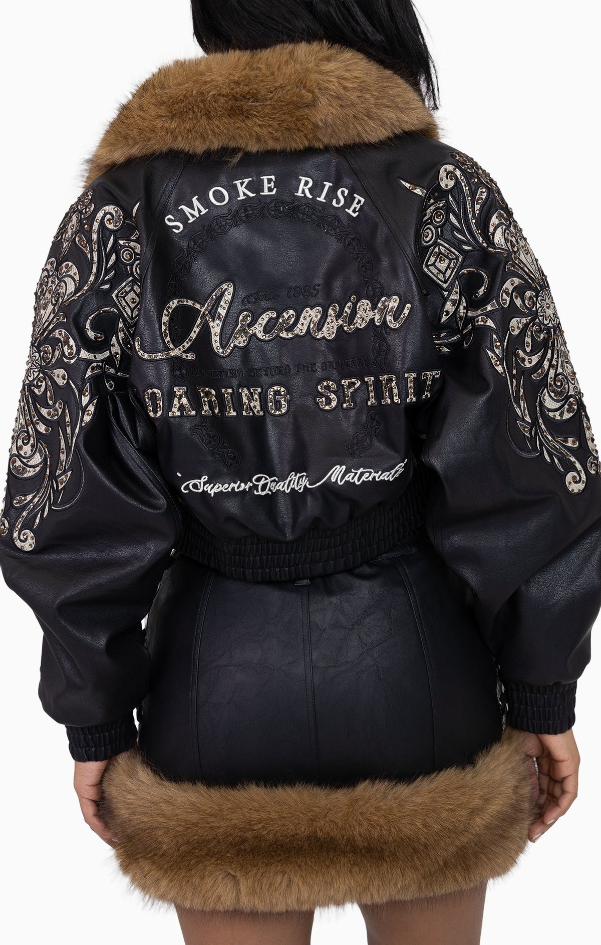 Smoke Rise Python Patch PU Jacket - Black - view 8