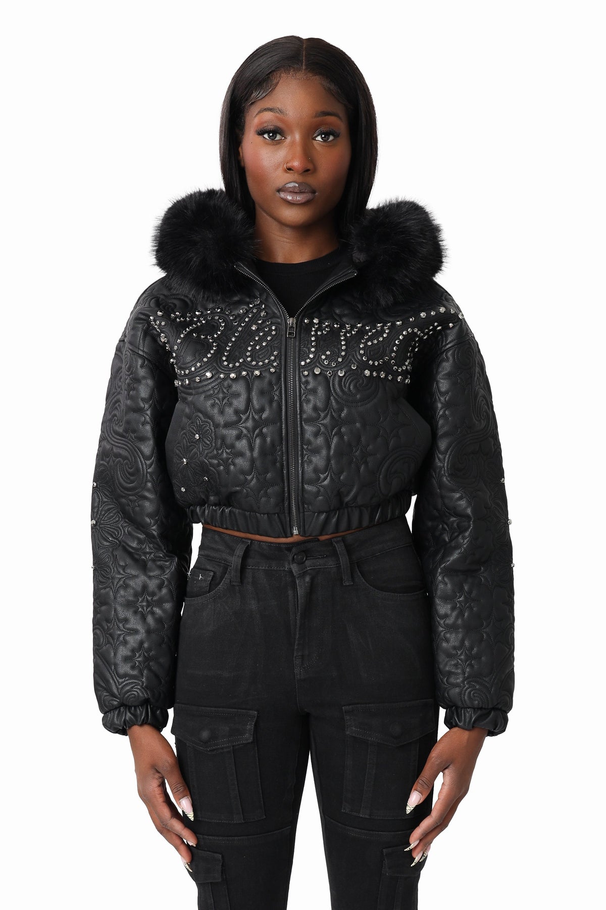 Smoke Rise Quilted PU Jacket - Black