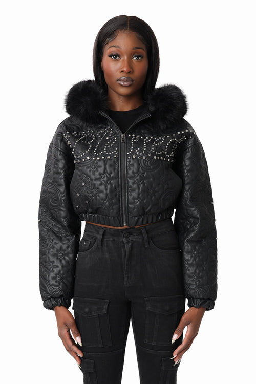 Smoke Rise Quilted PU Jacket - Black