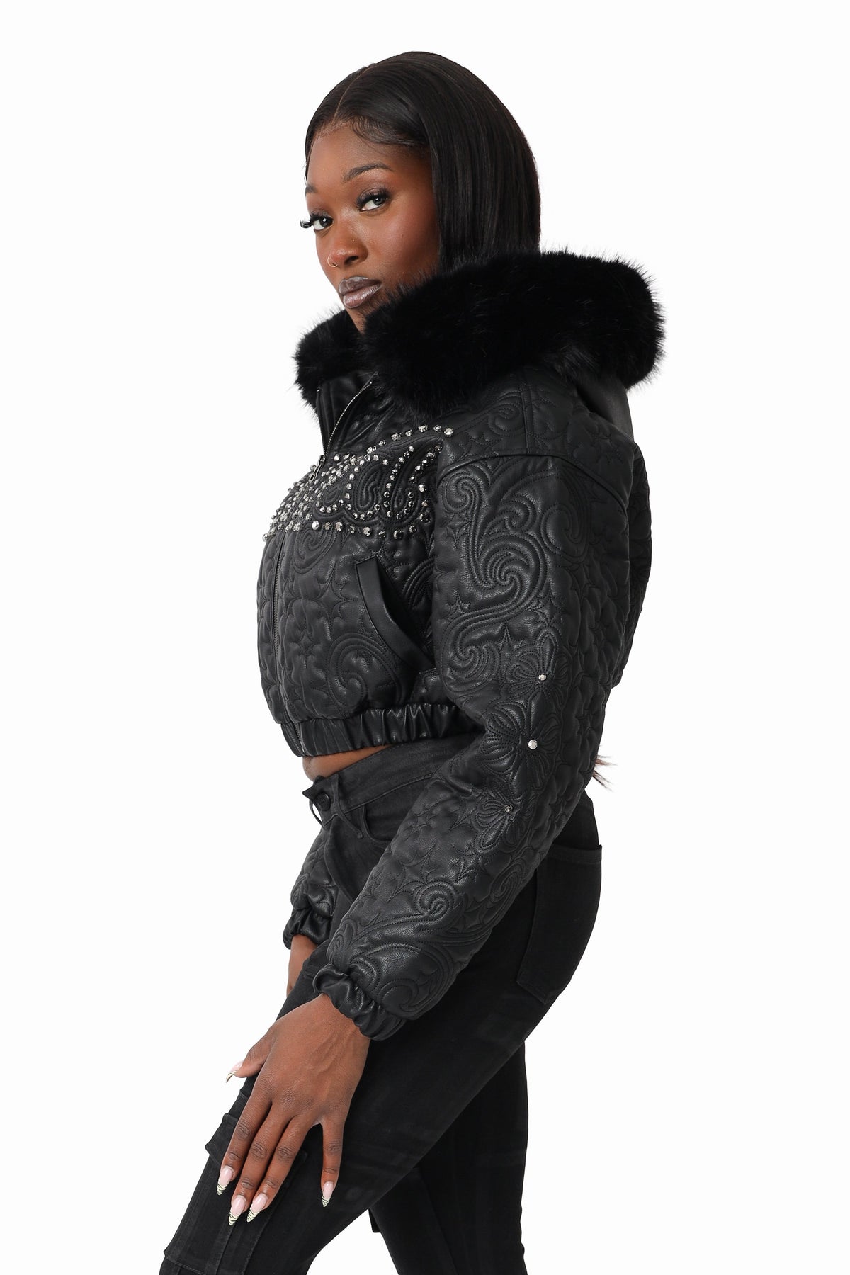Smoke Rise Quilted PU Jacket - Black - view 2