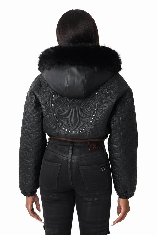 Smoke Rise Quilted PU Jacket - Black - view 3
