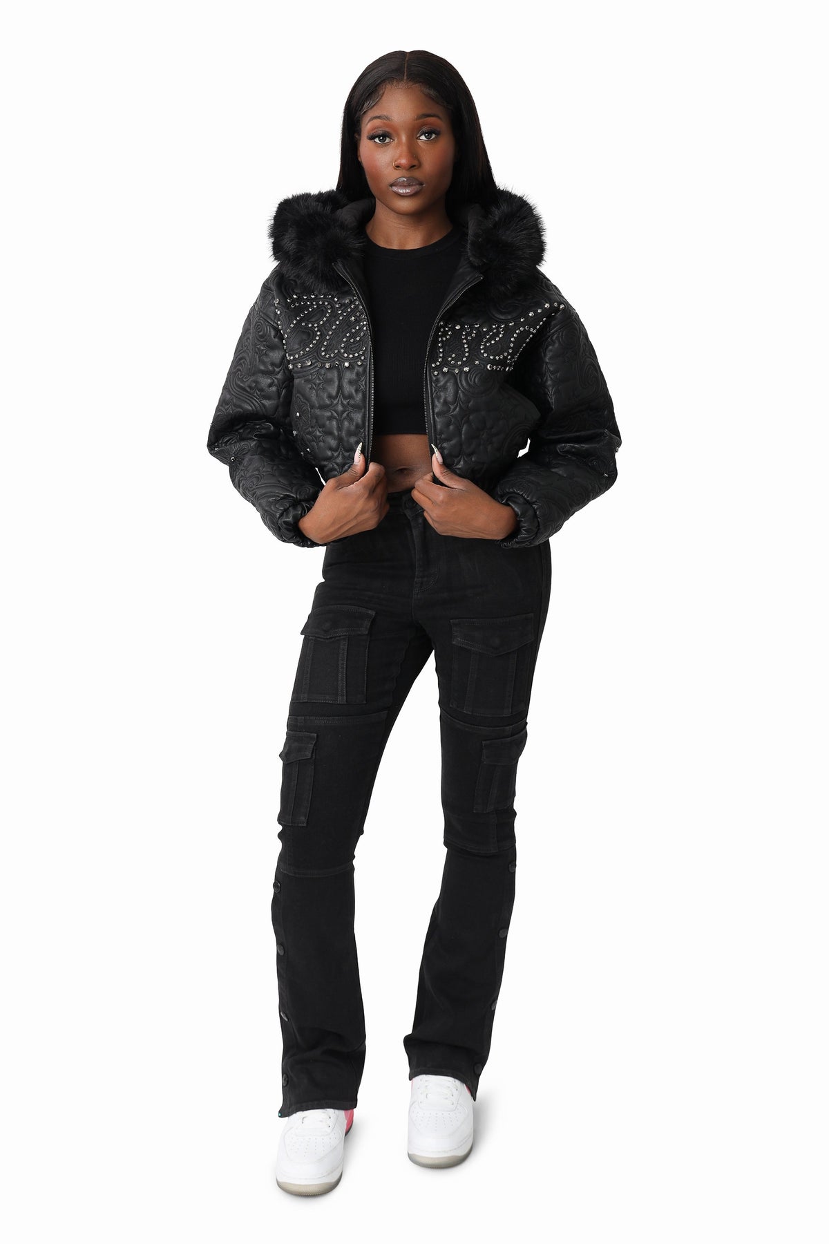 Smoke Rise Quilted PU Jacket - Black - view 4