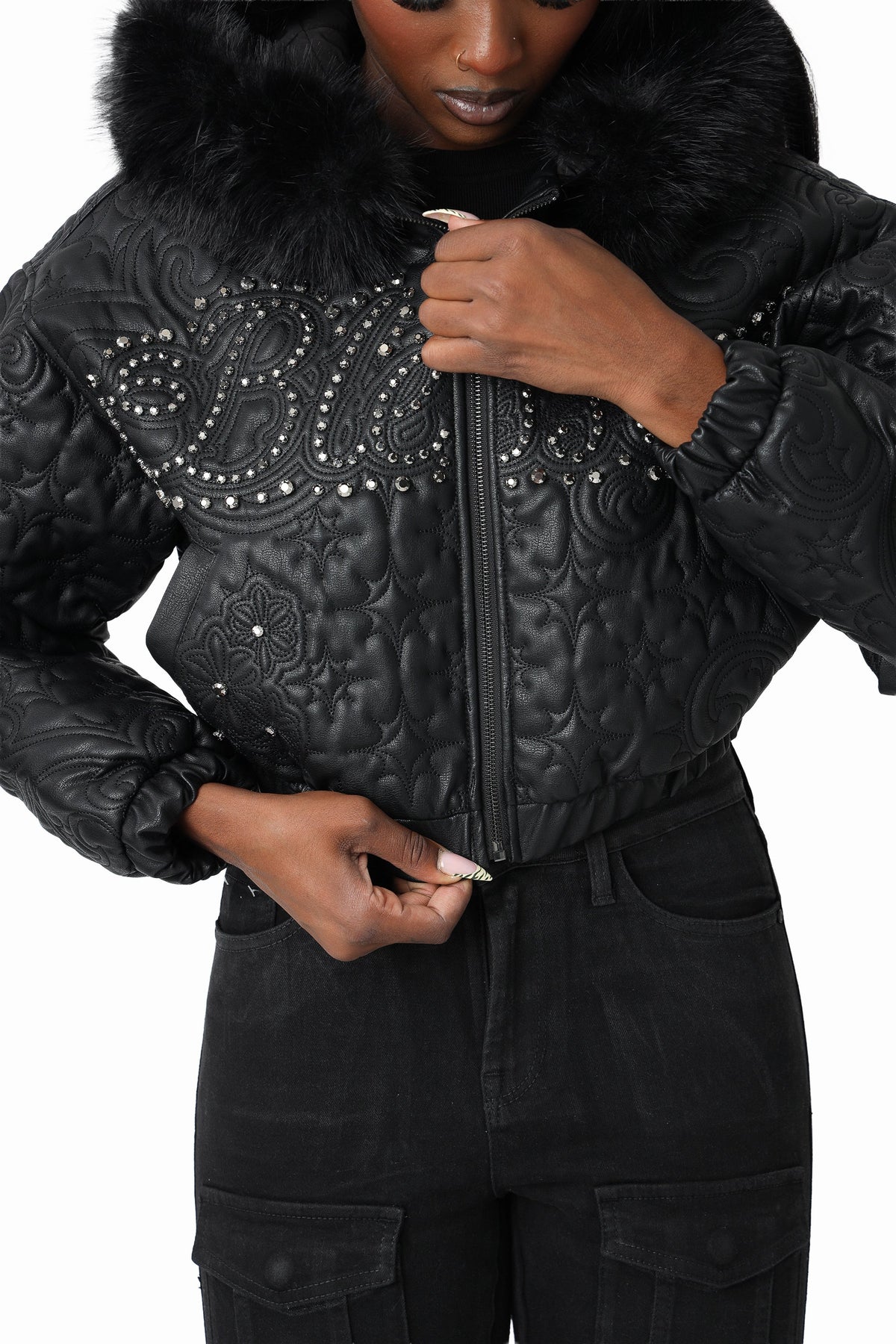 Smoke Rise Quilted PU Jacket - Black - view 6