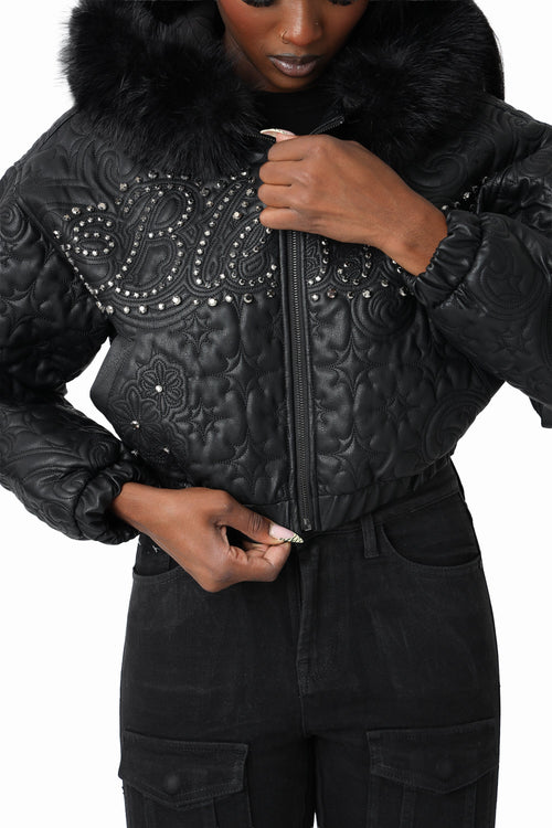 Smoke Rise Quilted PU Jacket - Black - view 6