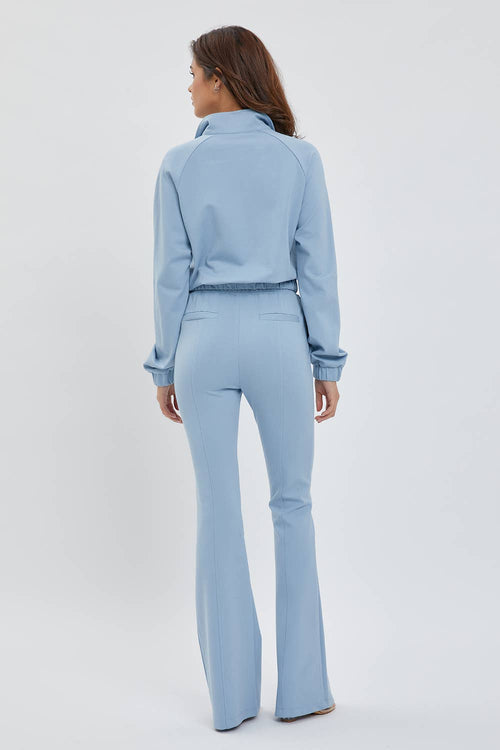 Simple Day Knit Track Jacket and Flare Pants Set — view 4