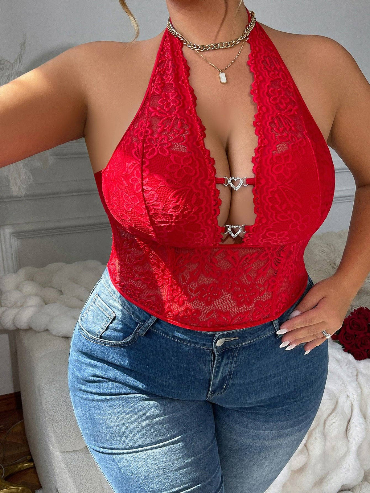 Sexy Lace Crop Top For Plus Size Women