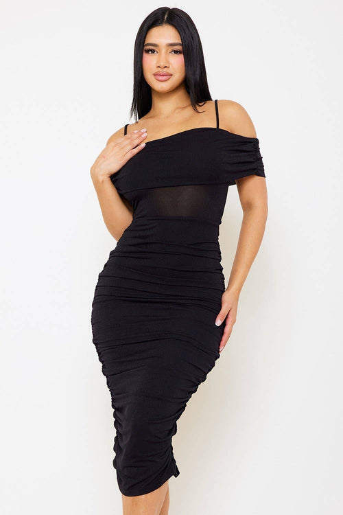 Glitter Open Shoulder Midi Dress — view 2