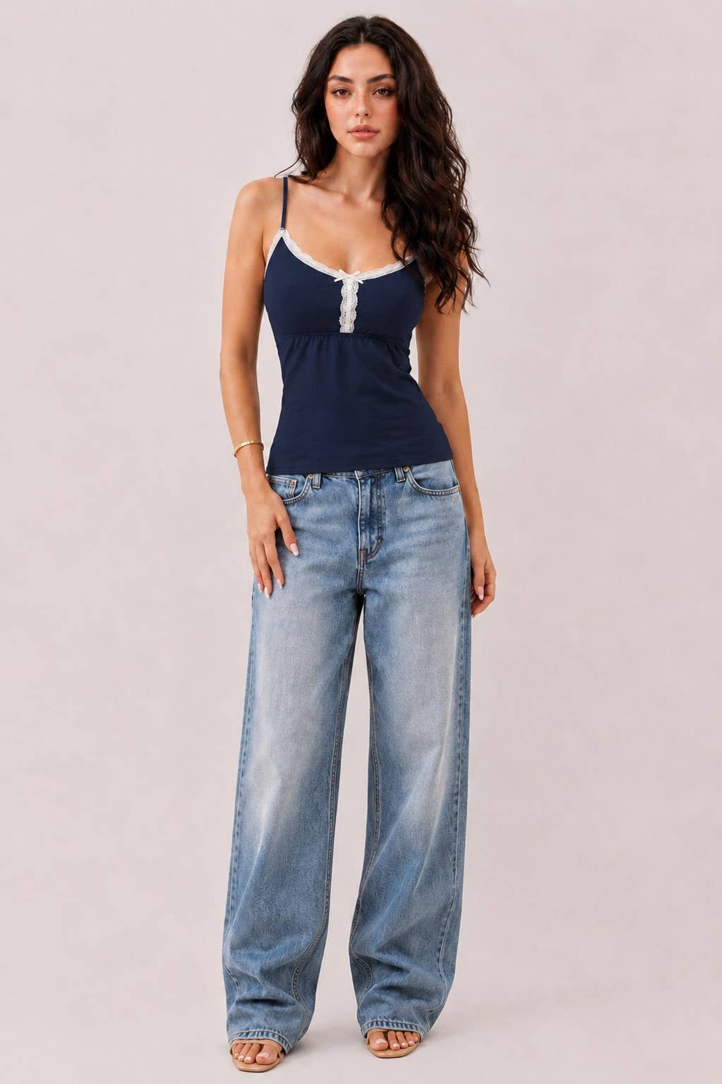 Babydoll Lace Trimmed Camisole with Baby Buttons — view 5