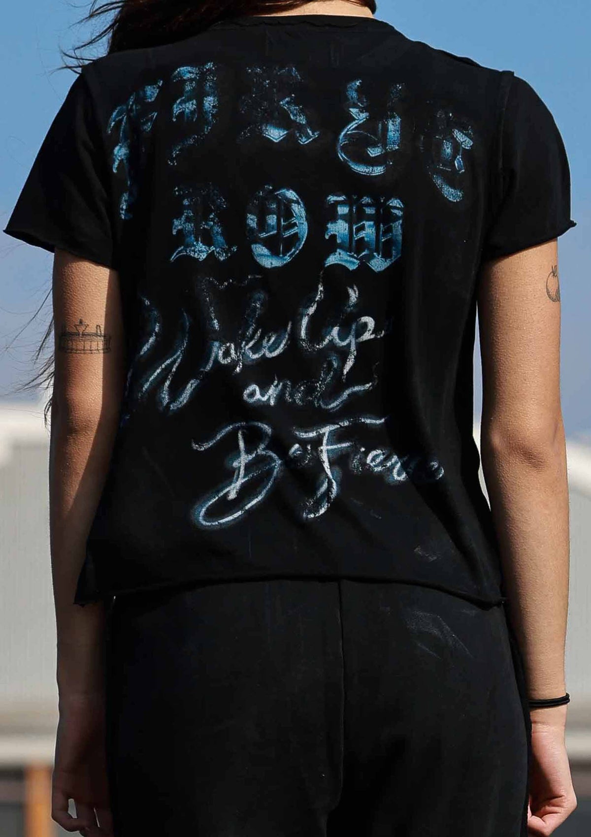 Wake Up and Be Fierce Flame Applique Tee — view 4
