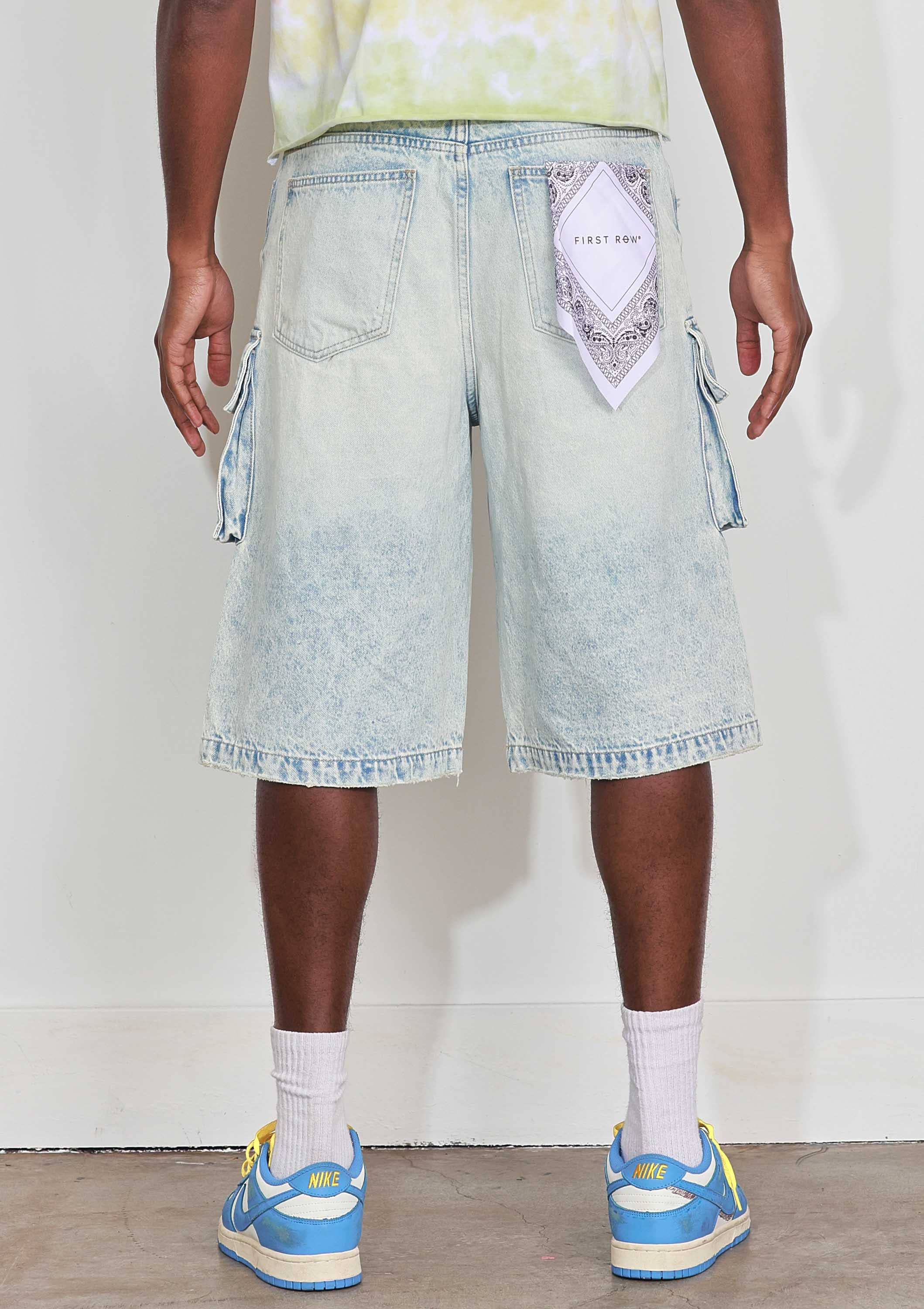 Washed Multi Cargo Denim Jorts — view 5