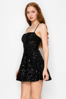 Sequin Fit and Flare Mini Dress, view 4