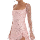 Floral Flare Long Sleeve Dress in Pink — view 2