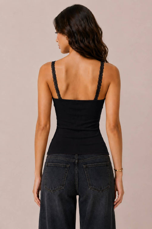 Bra-Insert Lace Trimmed Ruched Centre Cami — view 7