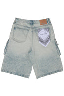 Washed Multi Cargo Denim Jorts - view 8