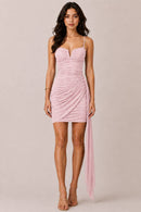 V-Trim Ruched Bodycon Mini Dress — view 3
