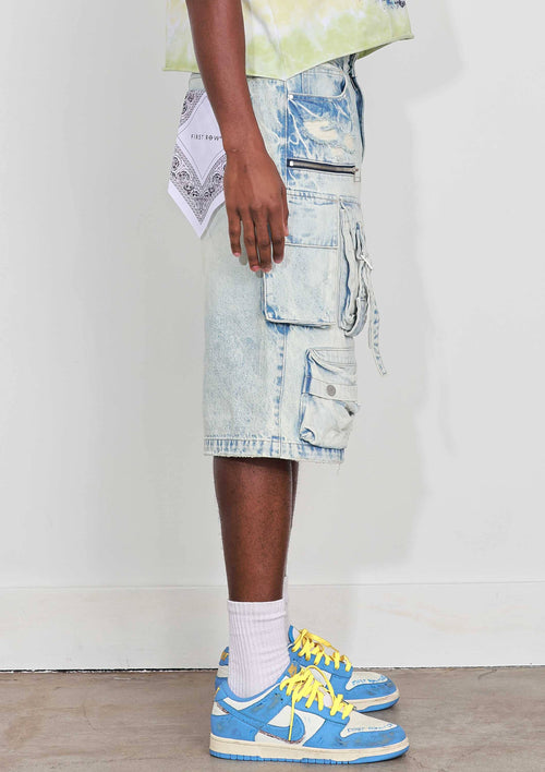 Washed Multi Cargo Denim Jorts — view 6