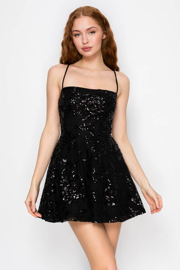 Sequin Fit and Flare Mini Dress
