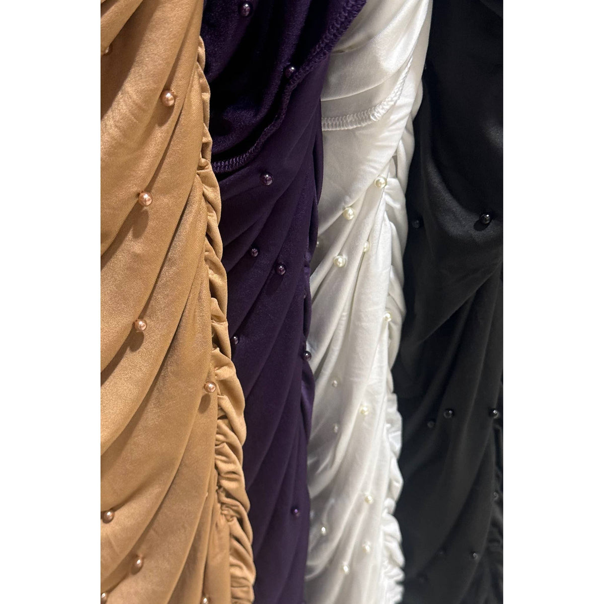 Plus Size Halter Cowl Neck Pearl Bead Detail Ruched Mini Dress — view 3