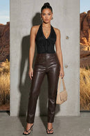 Suede Lace-Up Halter Corset Top - view 3