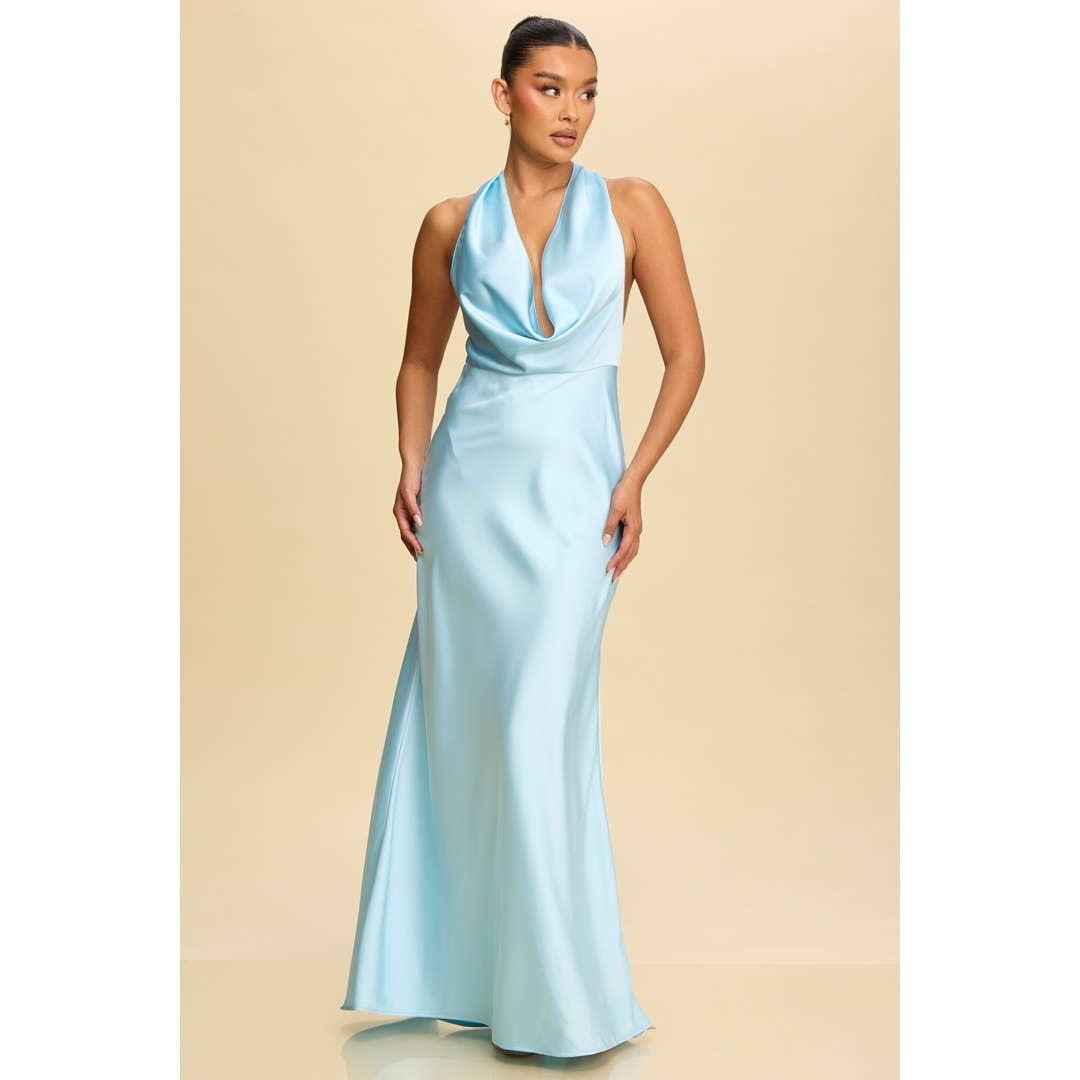 Solid Satin Halter Maxi — view 8