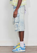 Washed Multi Cargo Denim Jorts — view 4