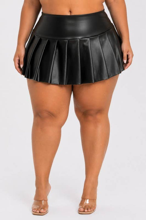 Plus Size Faux Leather Mini Skirt — view 2