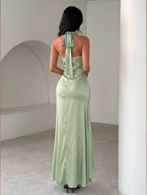 Satin Cami Maxi Dress with Ruffle Hem — view 3
