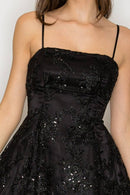 CD30529-1: FLORAL SEQUIN A LINE MINI
