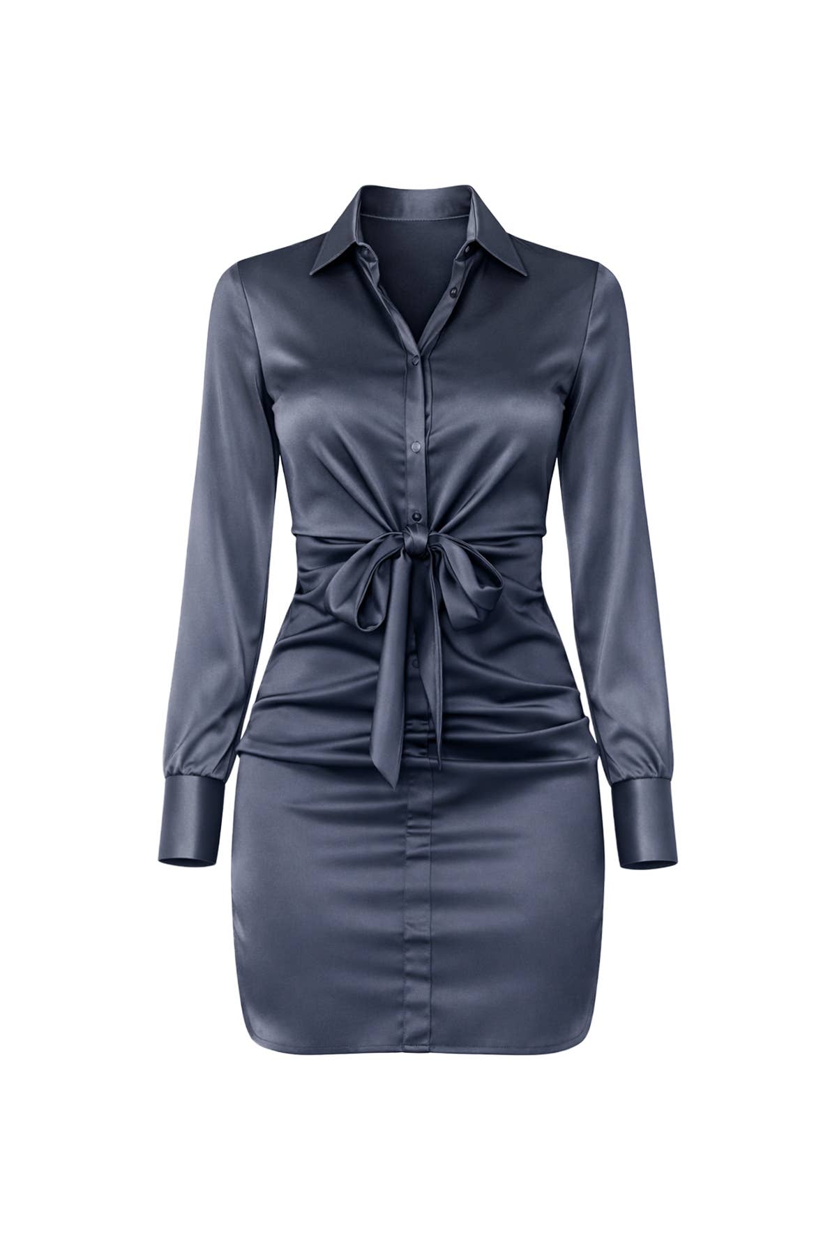 Solid Satin Front Tie Dress — view 2