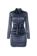 Solid Satin Front Tie Dress — view 2